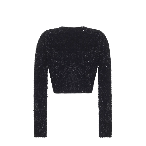 Adam Lippes Raya Cardigan in Black, view 5