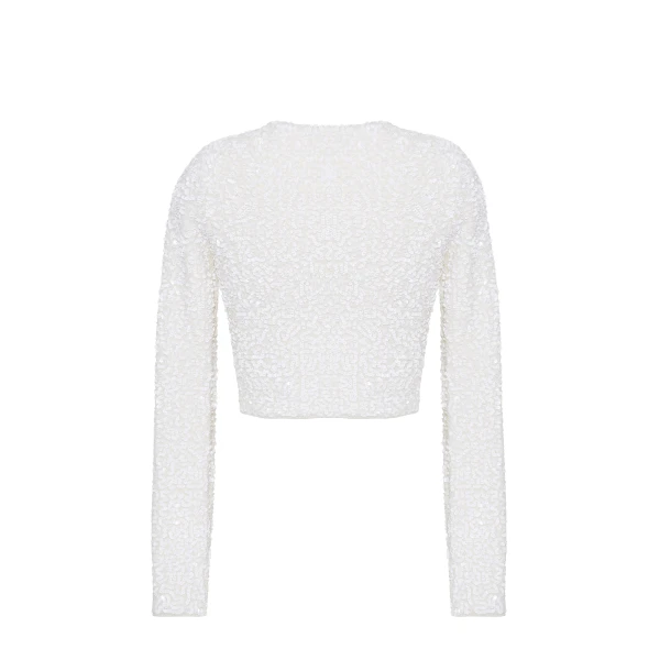 Adam Lippes Raya Cardigan in Ivory, view 2