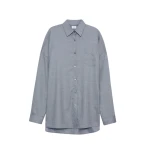 Adam Lippes Relaxed Menswear Shirt in Heather Grey