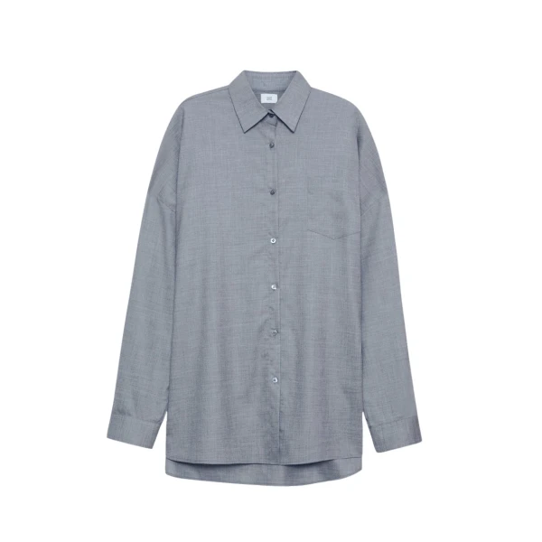Adam Lippes Relaxed Menswear Shirt in Heather Grey
