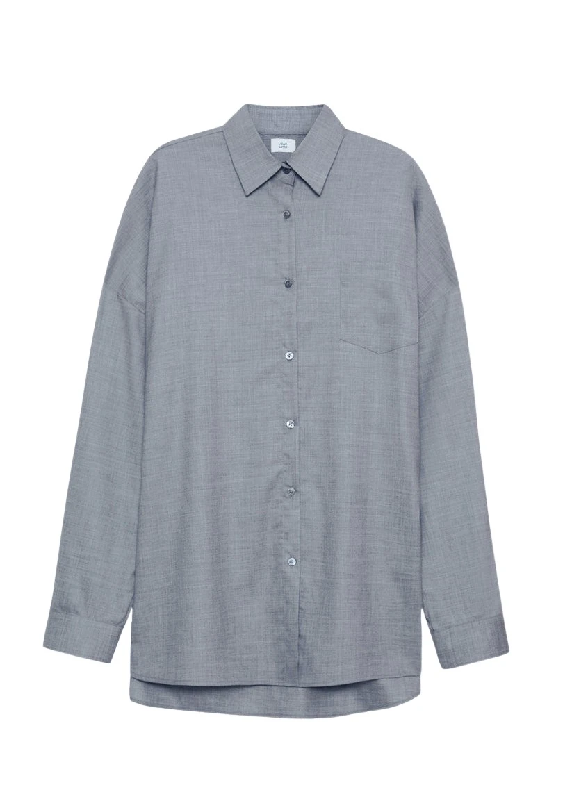 Adam Lippes Relaxed Menswear Shirt in Heather Grey