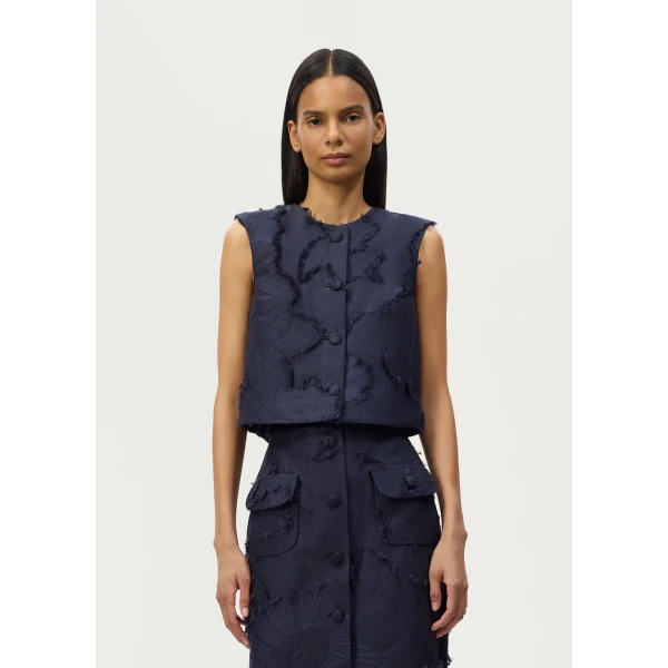 Adam Lippes Remo Top in Navy, view 2
