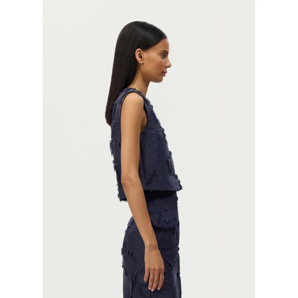 Adam Lippes Remo Top in Navy, view 3
