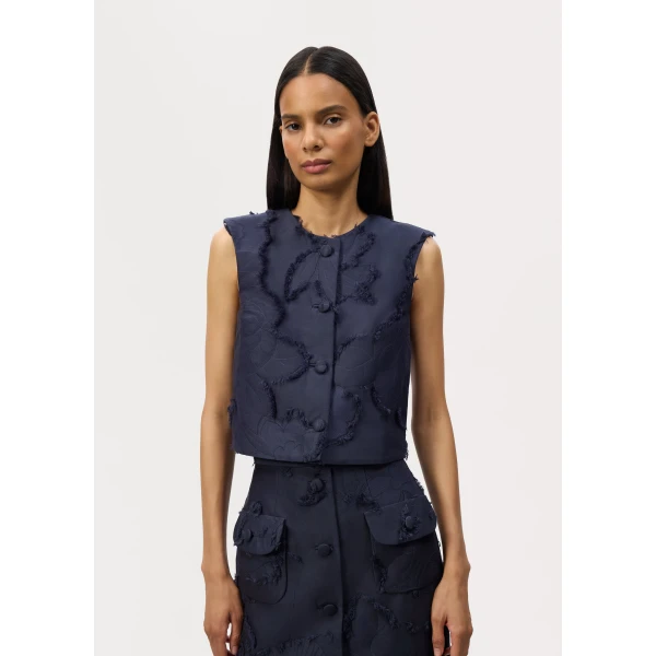 Adam Lippes Remo Top in Navy, view 4