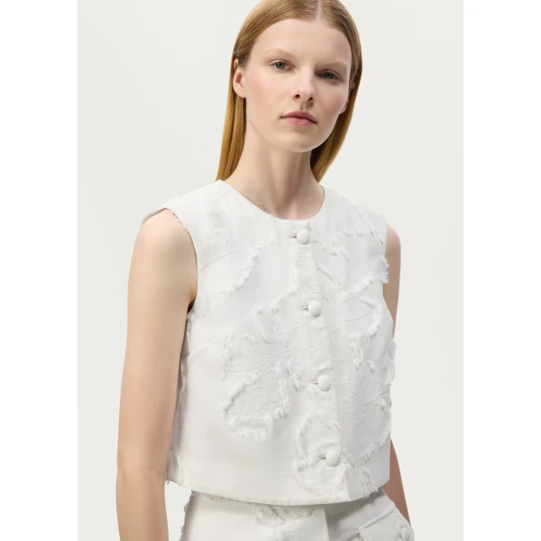 Adam Lippes Remo Top in White, view 4