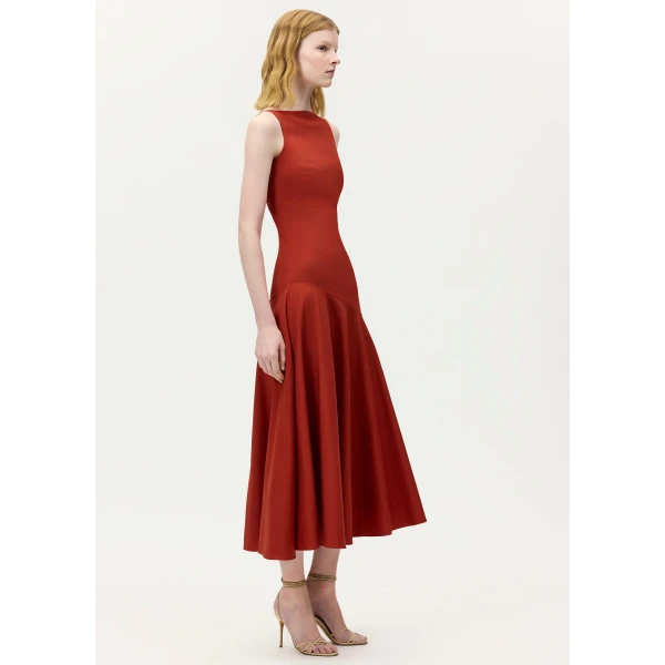 Adam Lippes Ren Dress in Persimmon, view 2