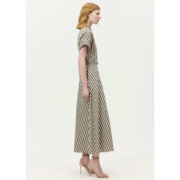 Adam Lippes Sadie Dress in Khaki/Navy, view 3