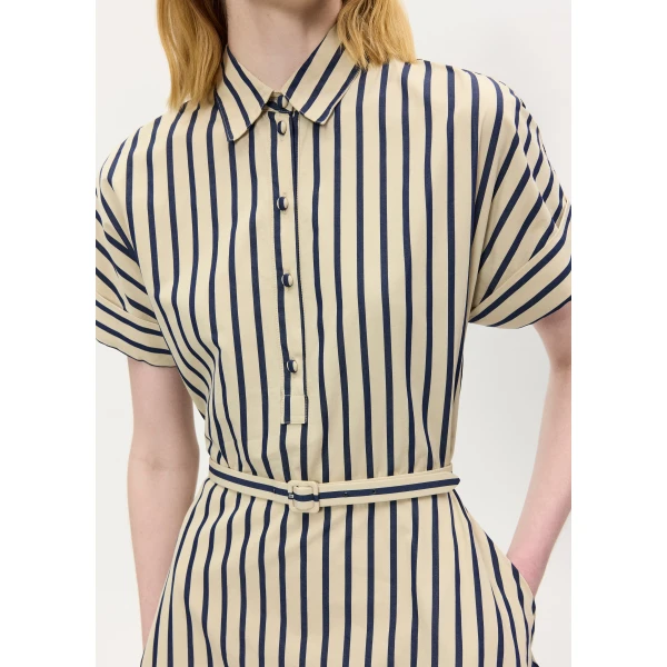 Adam Lippes Sadie Dress in Khaki/Navy, view 4