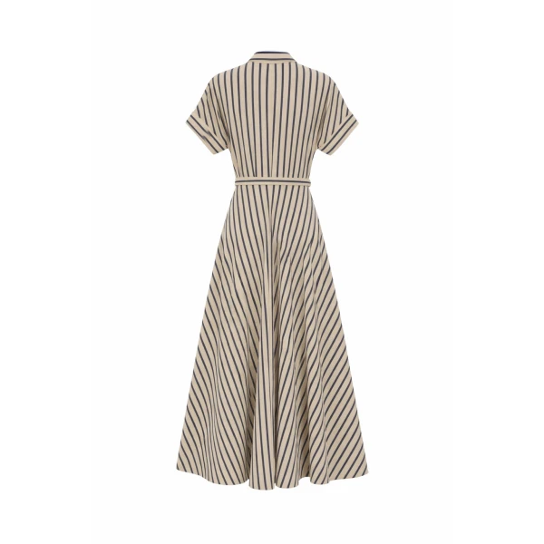 Adam Lippes Sadie Dress in Khaki/Navy, view 5