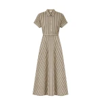 Adam Lippes Sadie Dress in Khaki/Navy