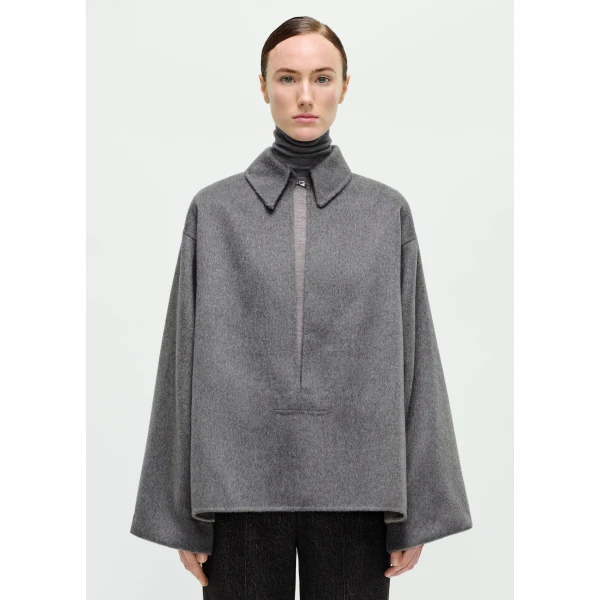 Adam Lippes Shiloh Top in Heather Grey, view 2