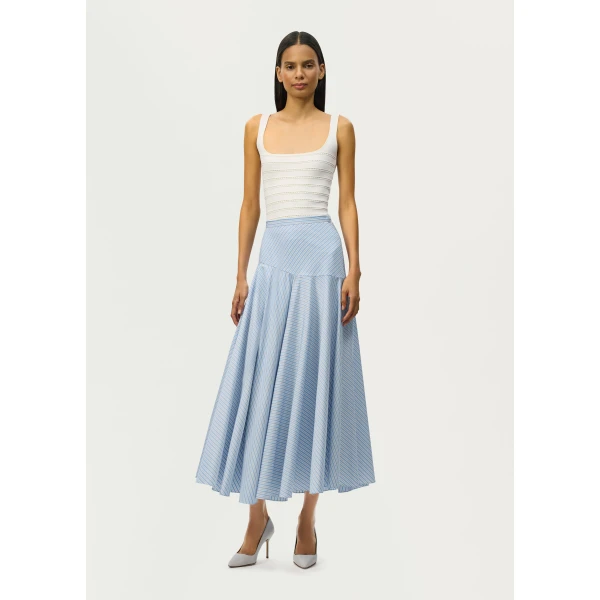Adam Lippes Thea Skirt in Pale Blue/White, view 2
