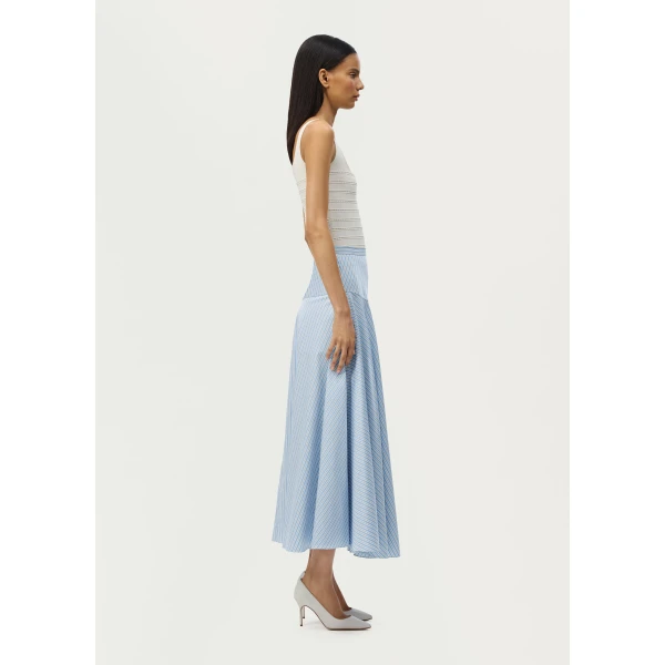 Adam Lippes Thea Skirt in Pale Blue/White, view 3
