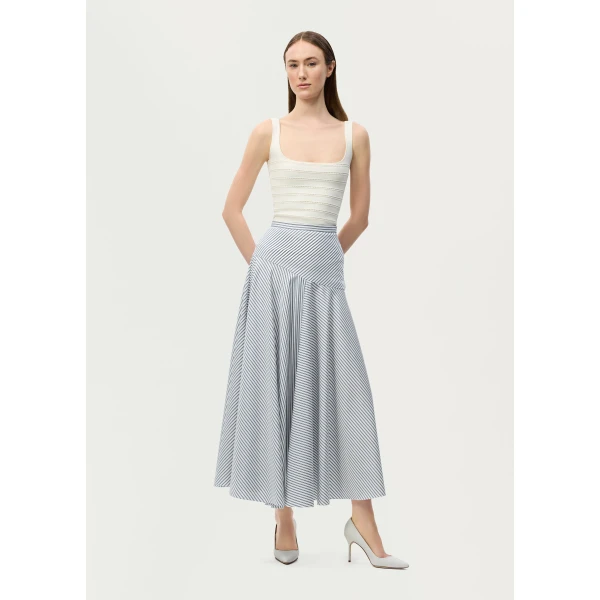 Adam Lippes Thea Skirt in White/Ink, view 2