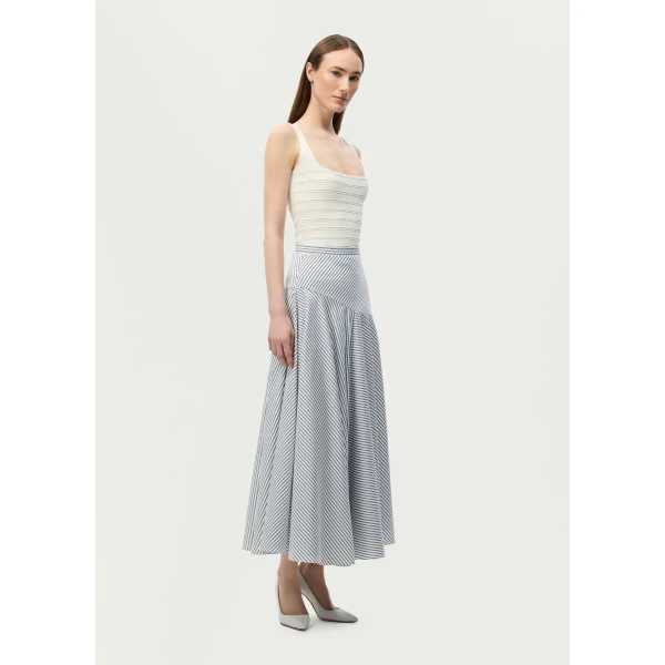 Adam Lippes Thea Skirt in White/Ink, view 3