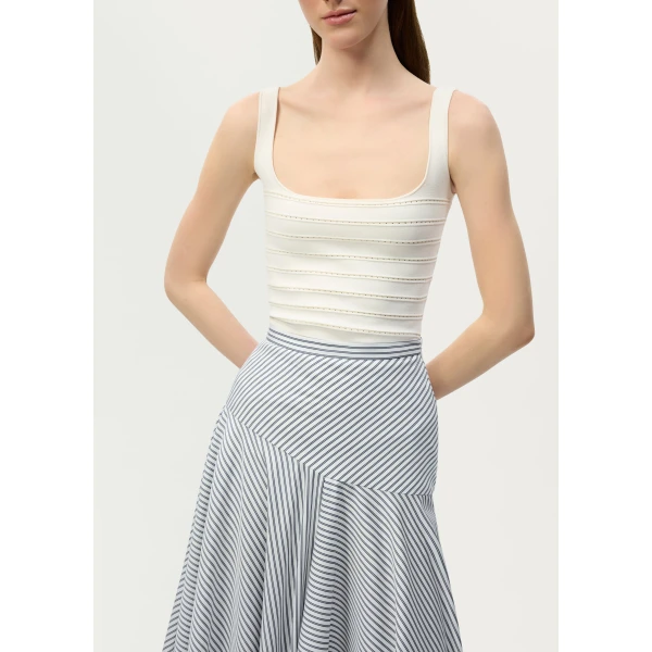 Adam Lippes Thea Skirt in White/Ink, view 4