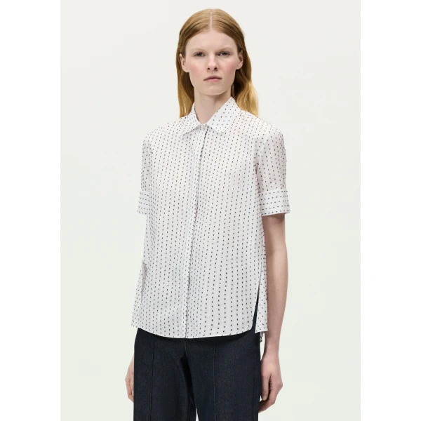 Adam Lippes Trapeze Shirt in White/Ink, view 2