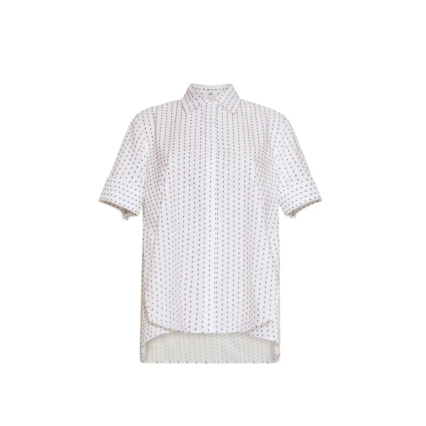 Adam Lippes Trapeze Shirt in White/Ink