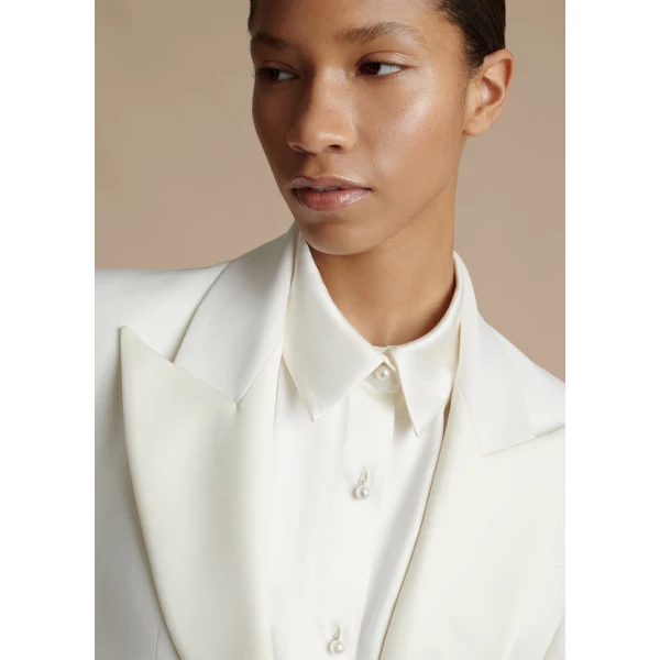Adam Lippes Tux Jacket in Ivory, view 3