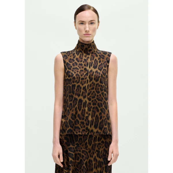 Adam Lippes Varick Top in Natural Leopard, view 2