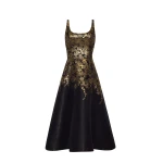 Adam Lippes Veda Dress in Black/Gold