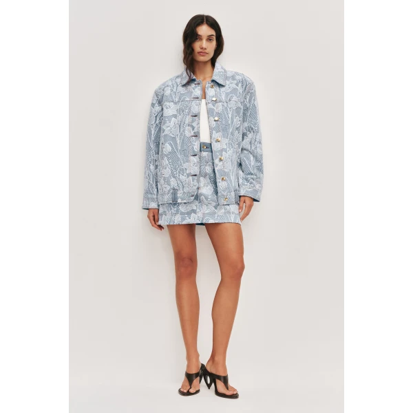 Aje Blossom Lace Denim Jacket, view 2