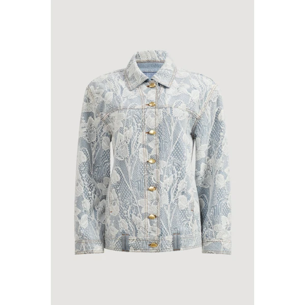 Aje Blossom Lace Denim Jacket, view 3