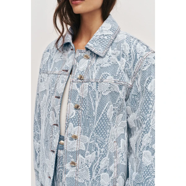 Aje Blossom Lace Denim Jacket, view 5