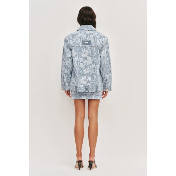 Aje Blossom Lace Denim Jacket, view 7