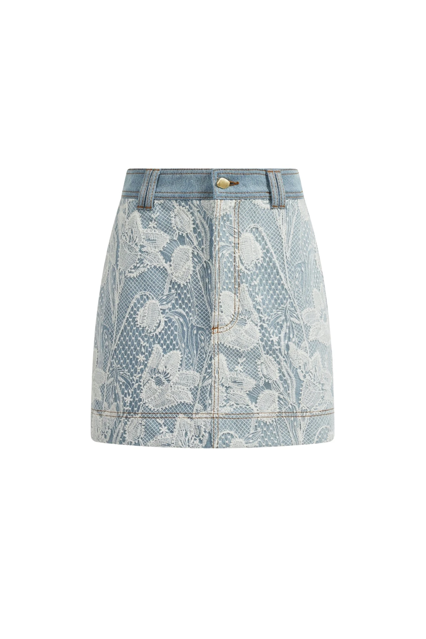 Aje-aus-Blossom-Lace-Denim-Mini-Skirt51344_nobg Aje Blossom Lace Denim Mini Skirt