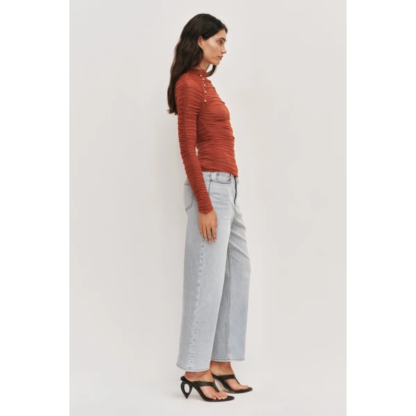 Aje Carline Gathered Mesh Top, view 6