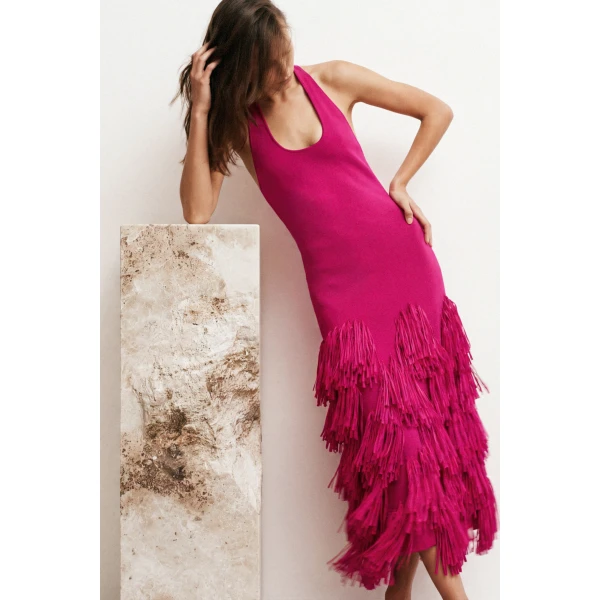 Aje Elva Raffia Knit Midi Dress, view 9
