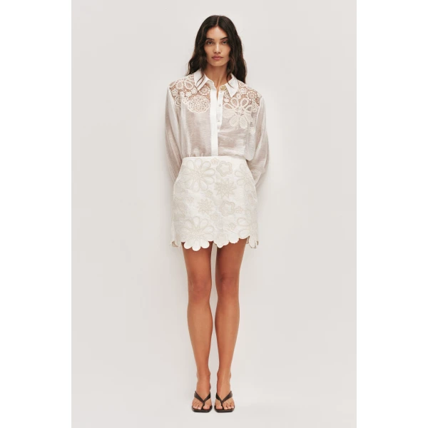Aje Gia Embroidered Mini Skirt, view 6