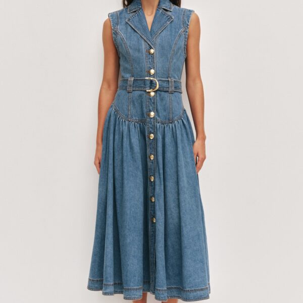 Aje Liliana Denim Midi Dress, view 2