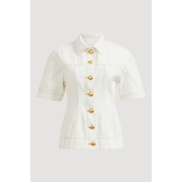 Aje Liliana Denim Shirt, view 3