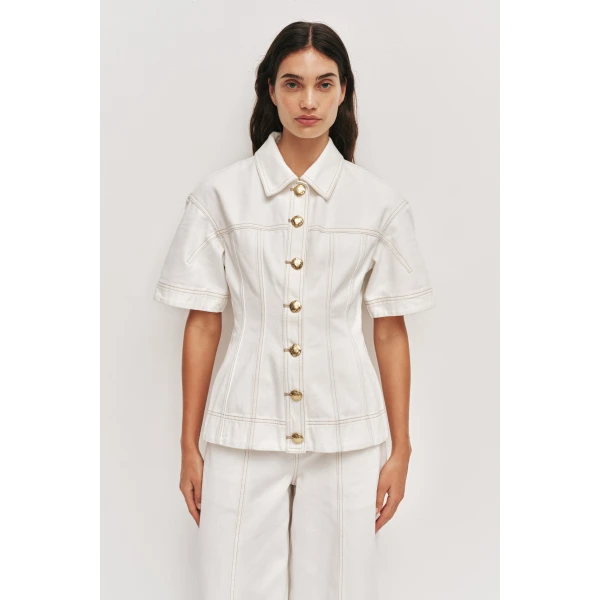 Aje Liliana Denim Shirt, view 4
