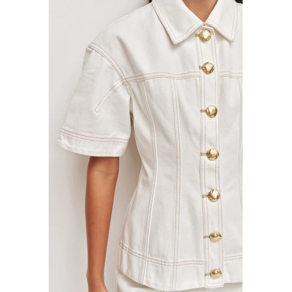 Aje Liliana Denim Shirt, view 5