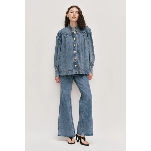 Aje Lorraine Denim Blouse, view 2