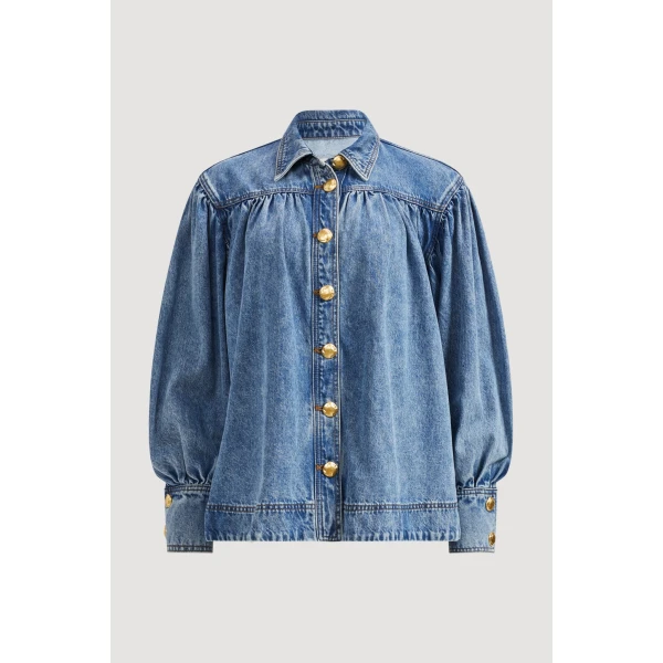 Aje Lorraine Denim Blouse, view 3