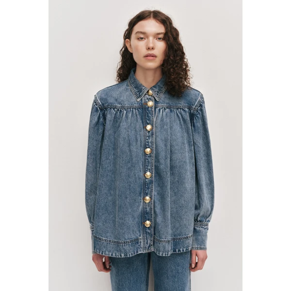 Aje Lorraine Denim Blouse, view 4