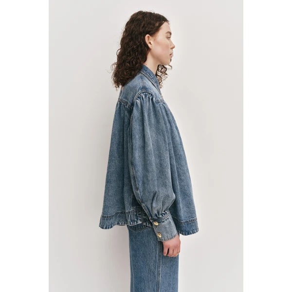 Aje Lorraine Denim Blouse, view 6