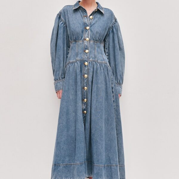 Aje Lorraine Denim Midi Dress, view 2