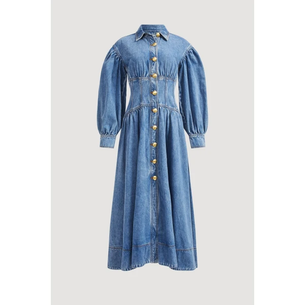 Aje Lorraine Denim Midi Dress, view 3