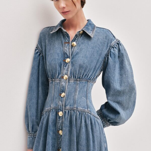 Aje Lorraine Denim Midi Dress, view 4