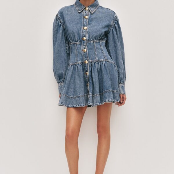 Aje Lorraine Denim Mini Dress, view 2
