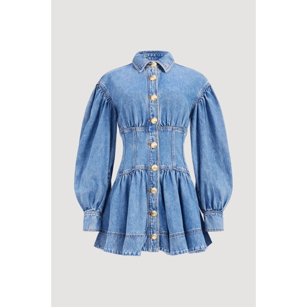 Aje Lorraine Denim Mini Dress, view 3