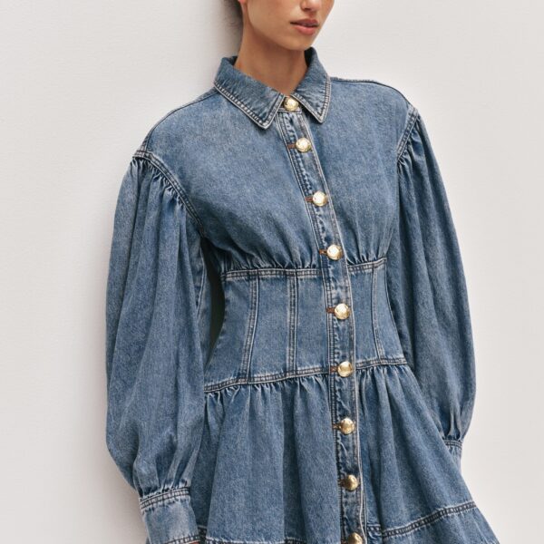 Aje Lorraine Denim Mini Dress, view 4