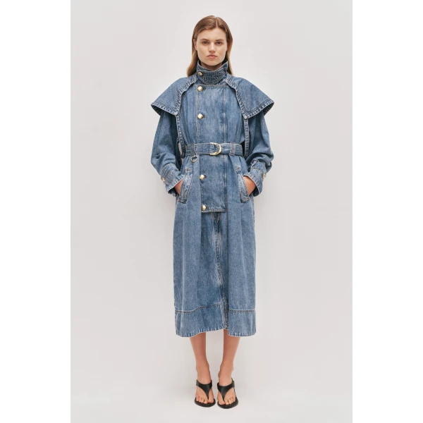 Aje Lorraine Denim Trench Coat, view 2