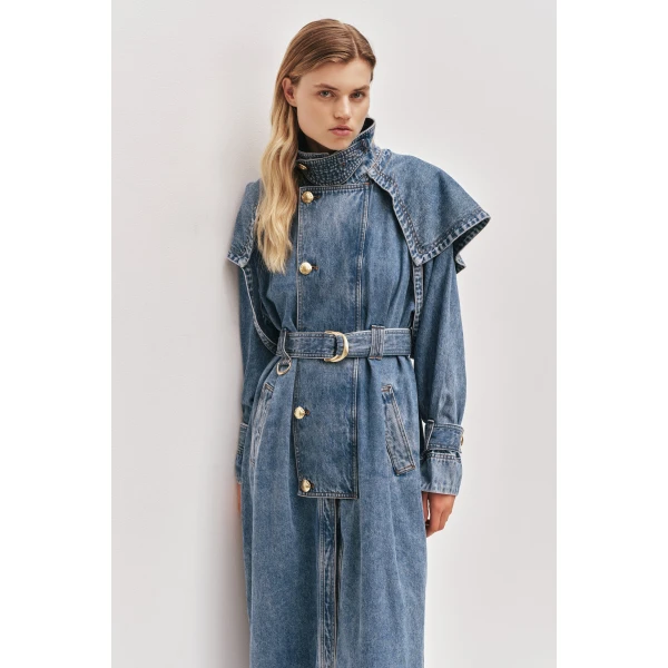 Aje Lorraine Denim Trench Coat, view 4