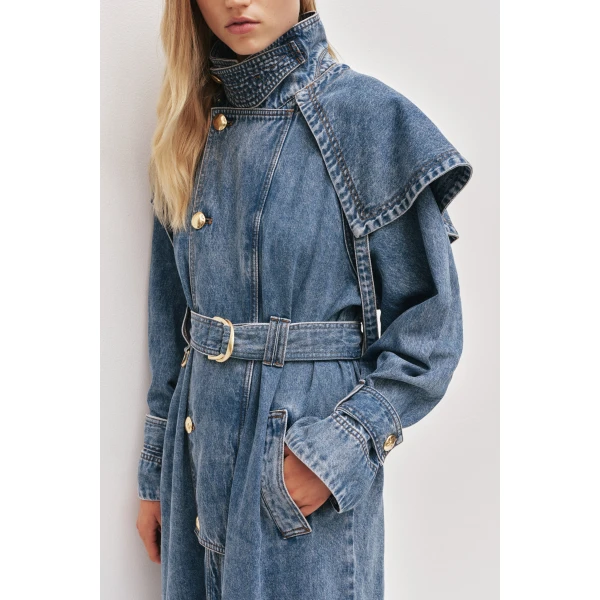 Aje Lorraine Denim Trench Coat, view 5